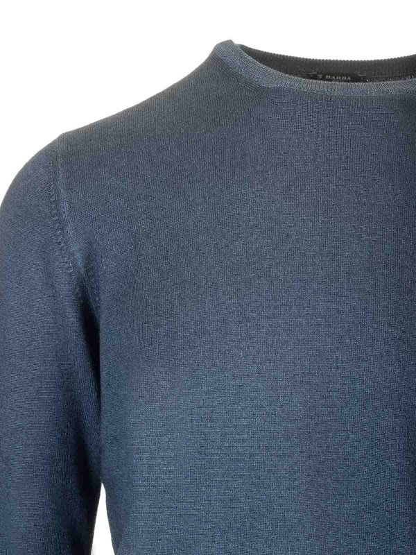 The Best Shops BARBA: Strickpullover mit Rundhalsausschnitt - Rundhalspullover - Blau