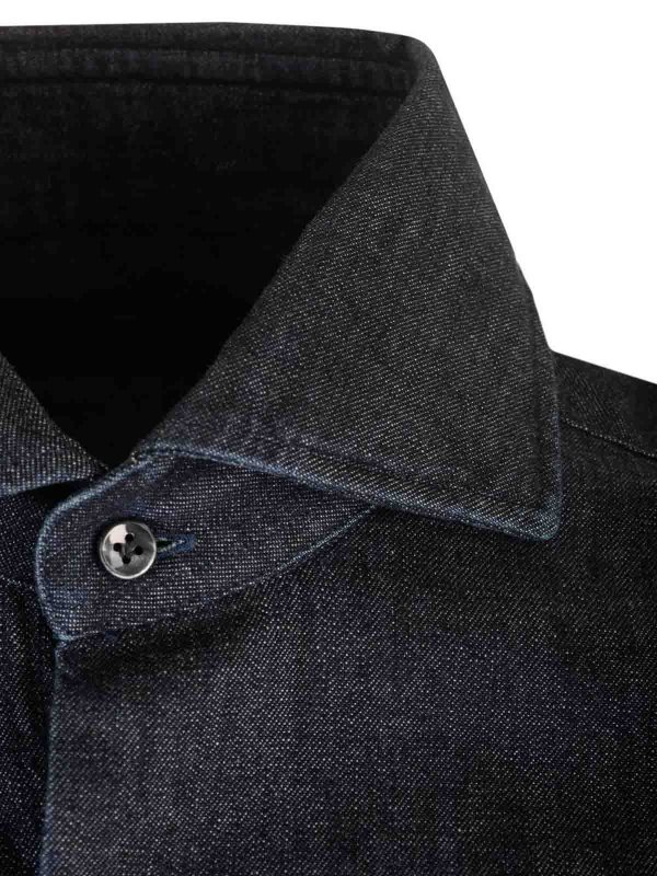 The Best Shops BARBA: shirts - Dark Blue Denim Dandy Shirt
