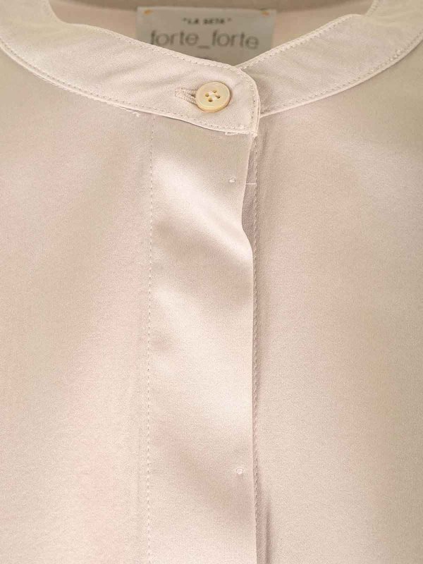 Stretch Heavy Satin Silk Collar Shirt Perla shop online: FORTE FORTE