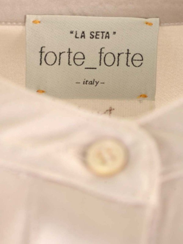 FORTE FORTE buy online Stretch Heavy Satin Silk Collar Shirt Perla