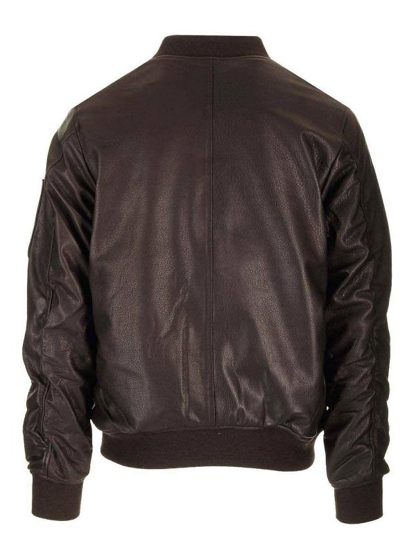 GIORGIO BRATO: casual jackets online - Brown Lambskin Bomber Jacket