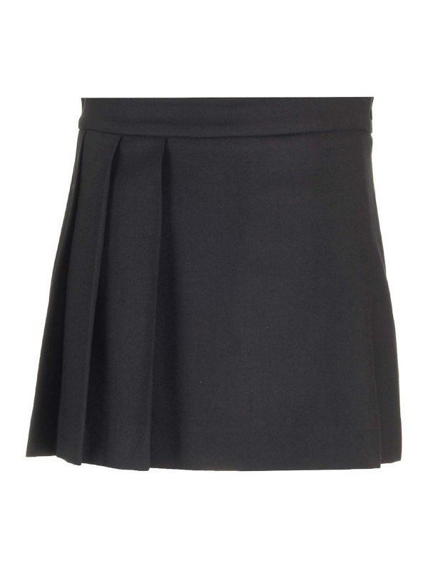 P.A.R.O.S.H.: Knee length skirts & Midi - Black Pliss Skirt