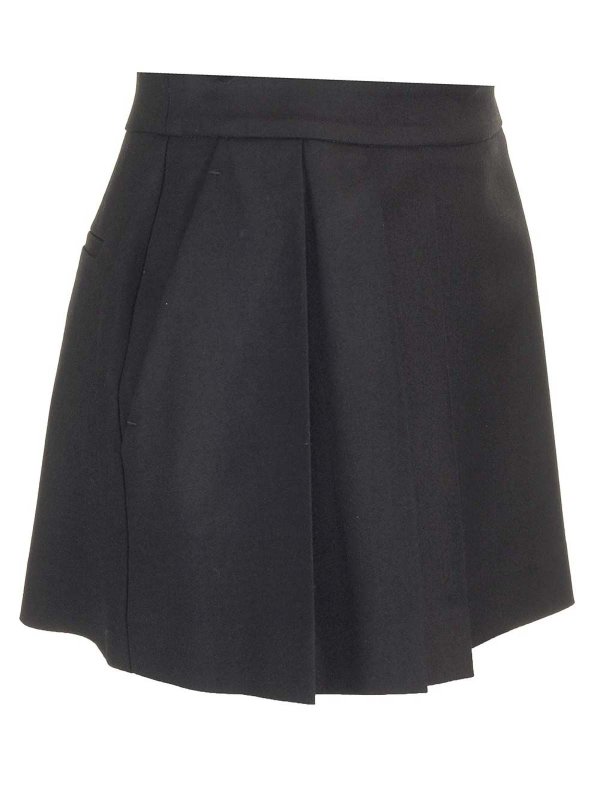 The Best Shops P.A.R.O.S.H.: Knee length skirts & Midi - Black Pliss Skirt