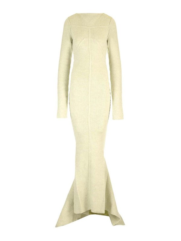 RICK OWENS: maxi dresses - Ribbed Knit Mermaid Dress