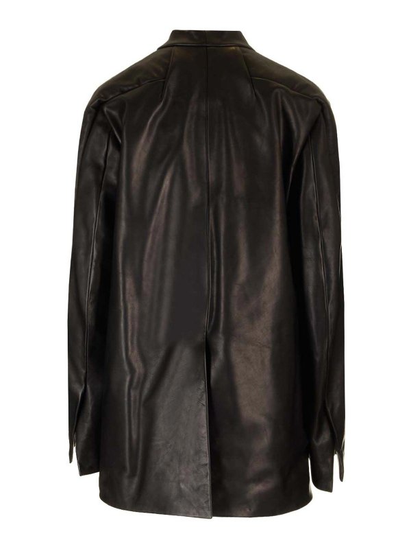 RICK OWENS: casual jackets online - Officier Washed Leather Jacket