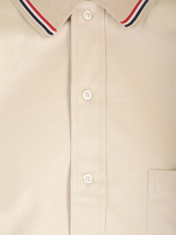 The Best Shops THOM BROWNE: shirts - Stripe Cotton Flannel Oversized Shirt