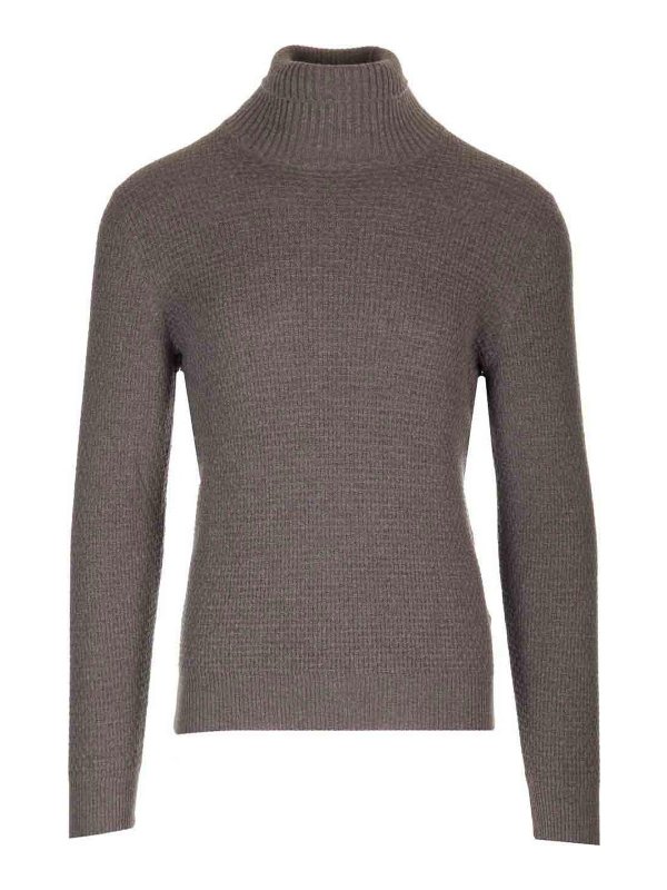 TAGLIATORE: Suéteres con cuello pico - Suéter Cuello Redondo - Gris