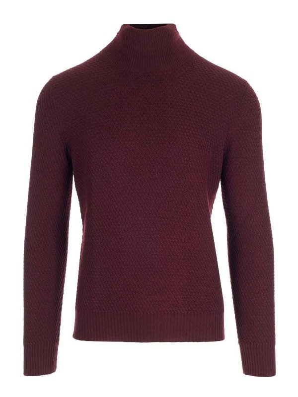 TAGLIATORE: crew necks - Burgundy Turtleneck