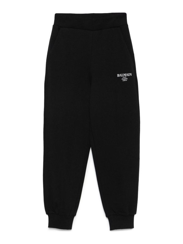 Balmain: tracksuit bottoms - Black Cotton Tracksuit Bottoms