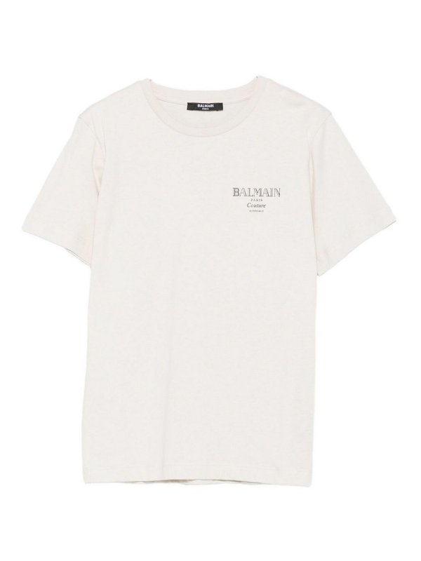 Balmain: T-shirts - T-Shirt - Beige