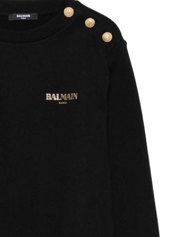 Balmain: crew necks online - Black Crewneck Sweatshirt