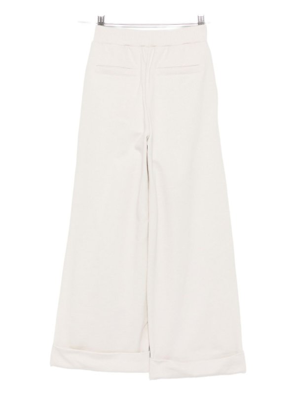 Balmain: casual trousers online - Cream Cotton Trousers With Gold Buttons