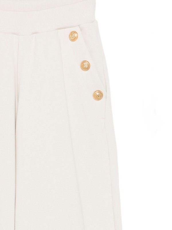 The Best Shops Balmain: casual trousers - Cream Cotton Trousers With Gold Buttons