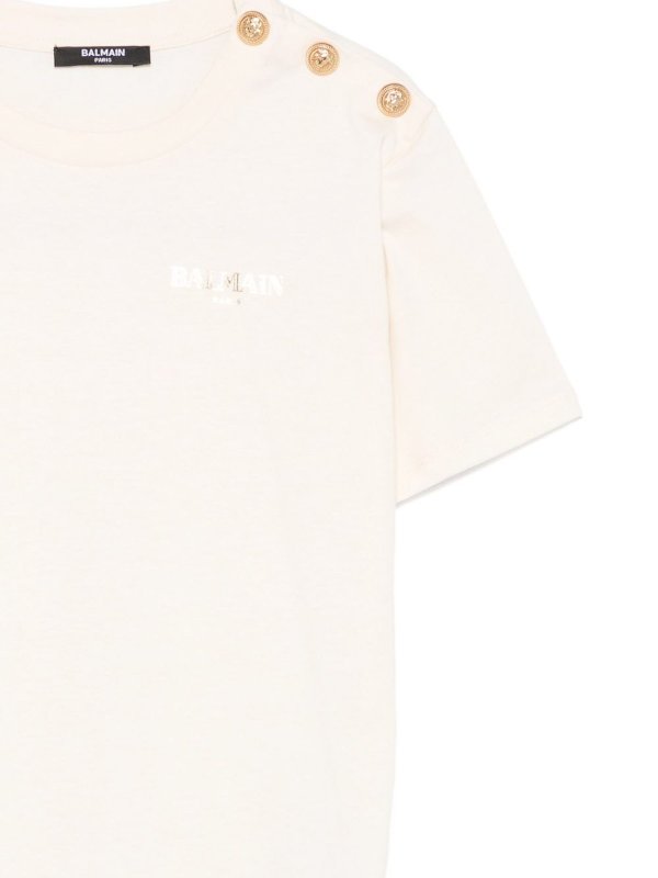 Balmain: t-shirts online - Beige Cotton T-Shirt