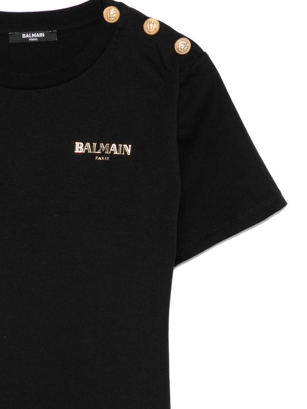Balmain: t-shirts online - Black Cotton T-Shirt
