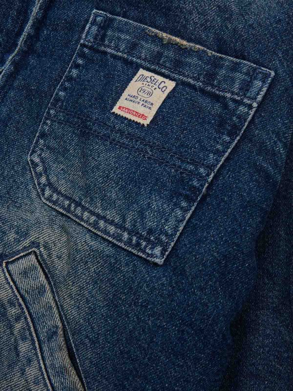 Giacca blu in denim shop online: DIESEL