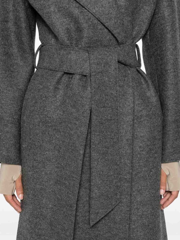 HARRIS WHARF LONDON: short coats online - Gray Virgin Wool Coat With Belt At The Waist