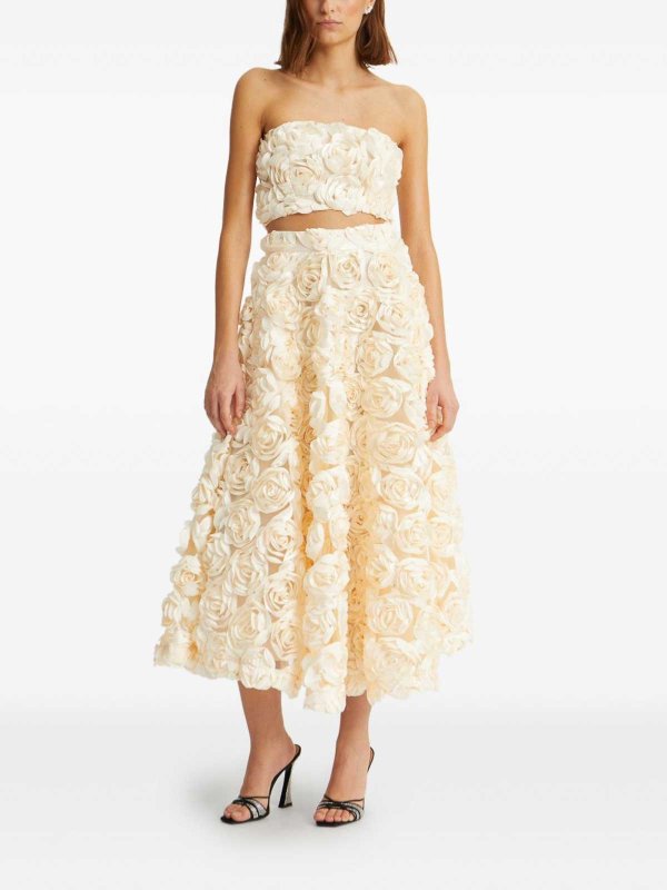 The Best Shops ROTATE Birger Christensen: Knee length skirts & Midi - Midi Skirt With Rose Appliques