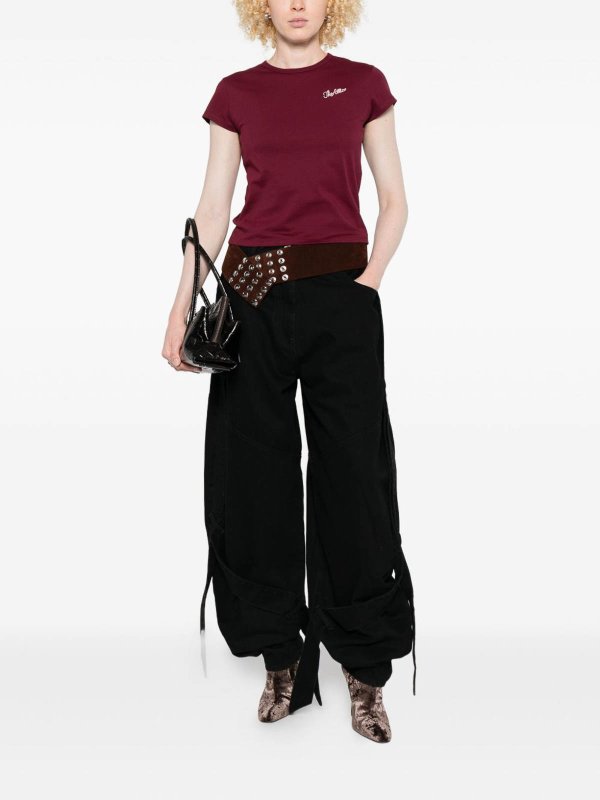 The Attico: t-shirts online - Bordeauc Cotton T-Shirt With Embroidered Logo