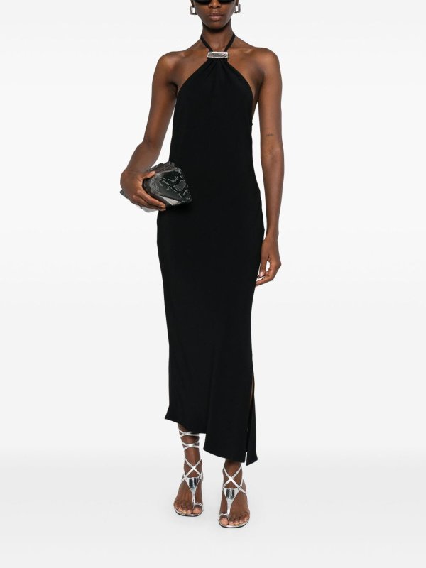 The Best Shops The Attico: knee length dresses - Black Halterneck Midi Dress