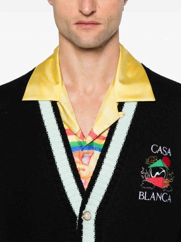 CASABLANCA: cardigans online - Black Embroidered Cardigan