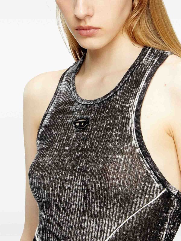 DIESEL buy online Midi Dress Made Of Black Linen Yarn