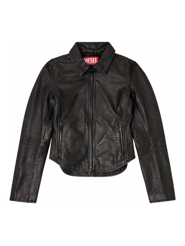 DIESEL: casual jackets - Black Leather Jacket
