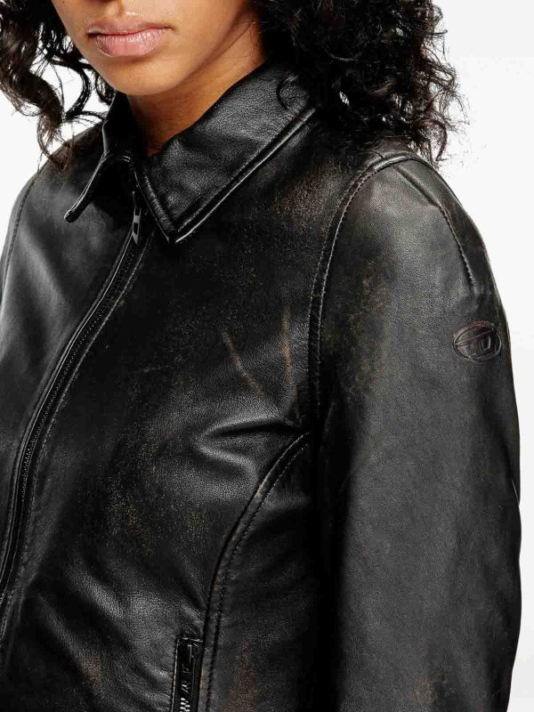 DIESEL: casual jackets online - Black Leather Jacket