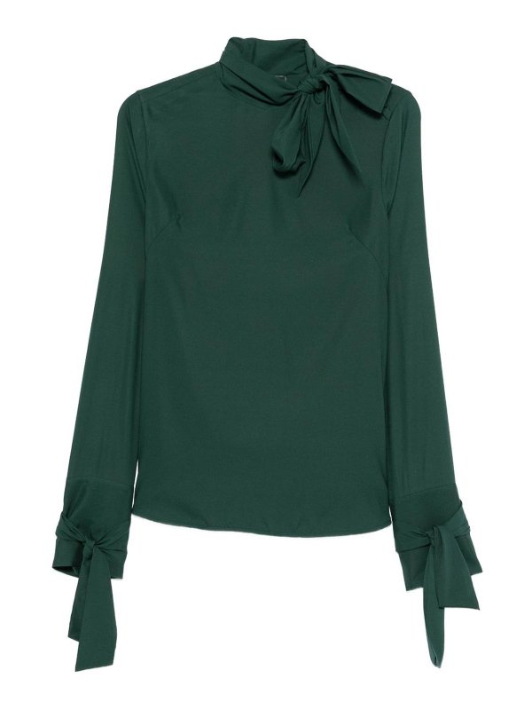 ERMANNO SCERVINO: bluse - Camicetta verde scuro con fiocco