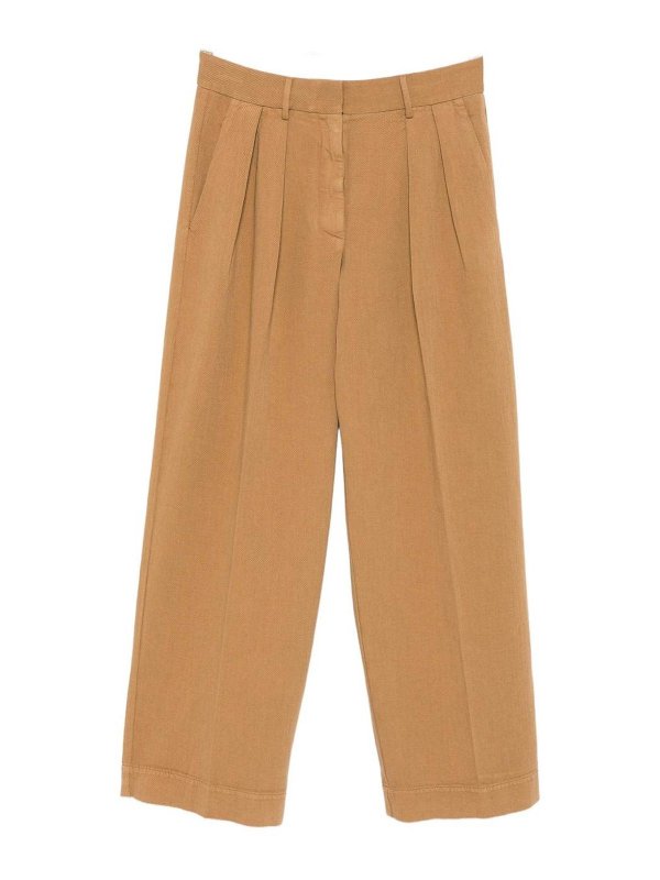 FORTE FORTE: casual trousers - Camel Cotton  Trousers