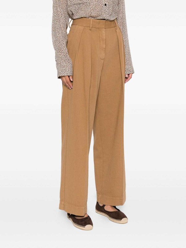 FORTE FORTE: casual trousers online - Camel Cotton  Trousers