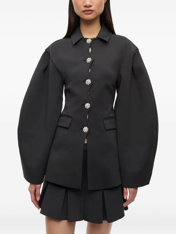 The Best Shops GANNI: Structured Black Blazer With Jewel Buttons