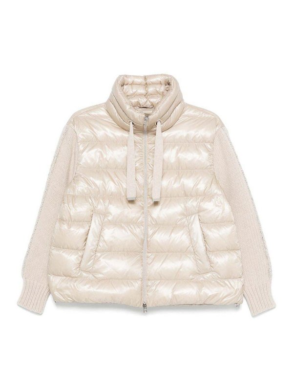 HERNO: giacche casual - Piumino beige con lavorazione a maglia