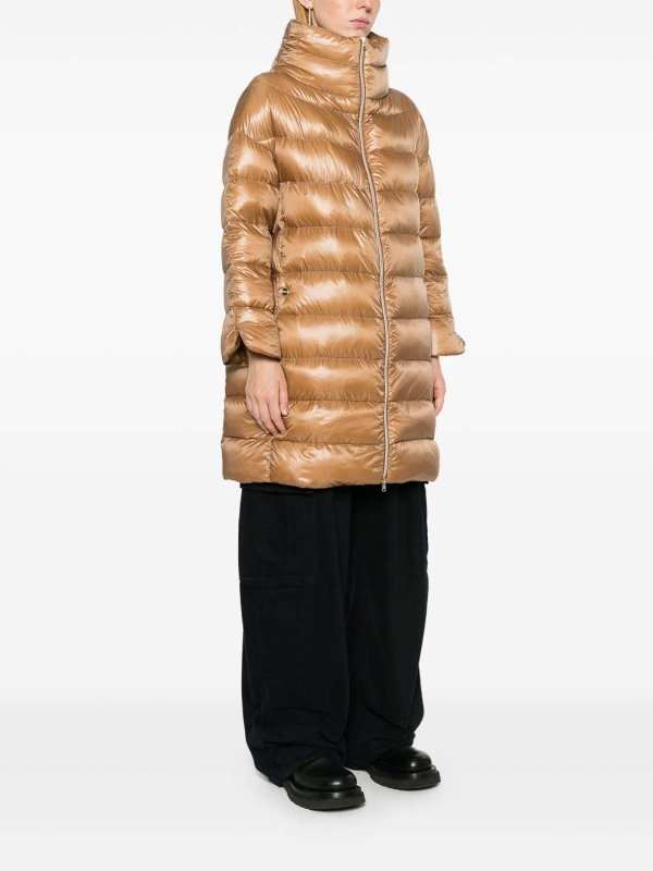 HERNO: casual jackets online - Long Camel-Colored  Down Jacket