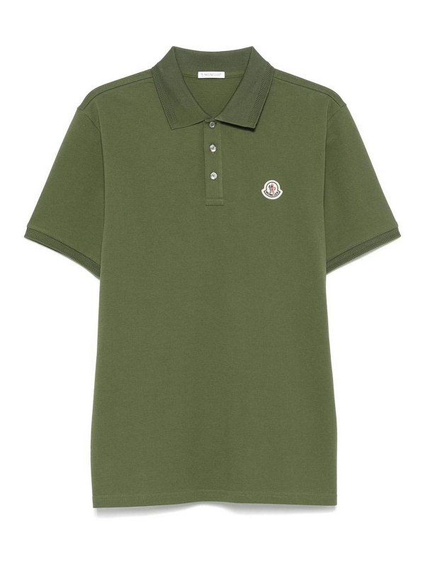 MONCLER: polo shirts - Khaki Cotton Polo Shirt With Logo