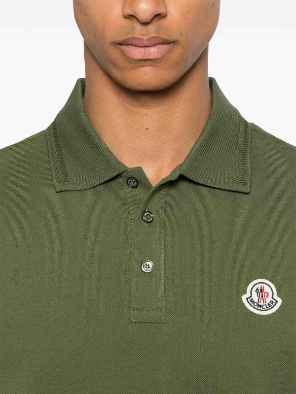 MONCLER: polo shirts online - Khaki Cotton Polo Shirt With Logo