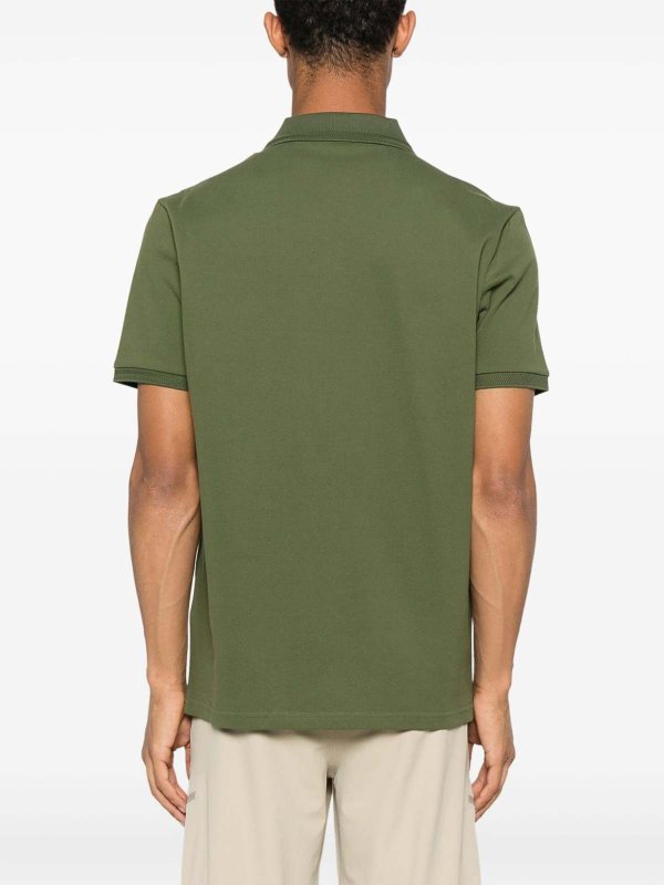 The Best Shops MONCLER: polo shirts - Khaki Cotton Polo Shirt With Logo