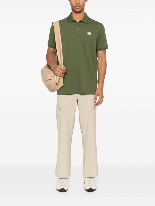 Khaki Cotton Polo Shirt With Logo shop online: MONCLER