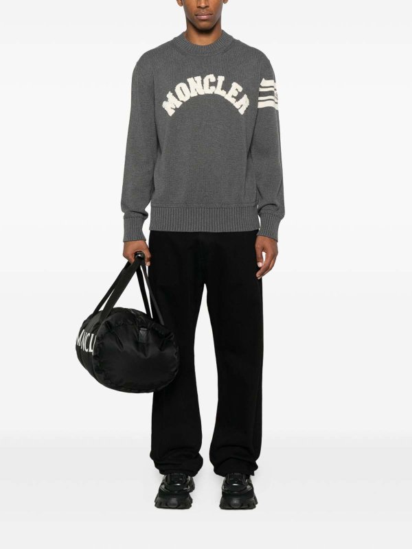MONCLER: Strickpullover mit Rundhalsausschnitt online - Rundhalspullover - Grau