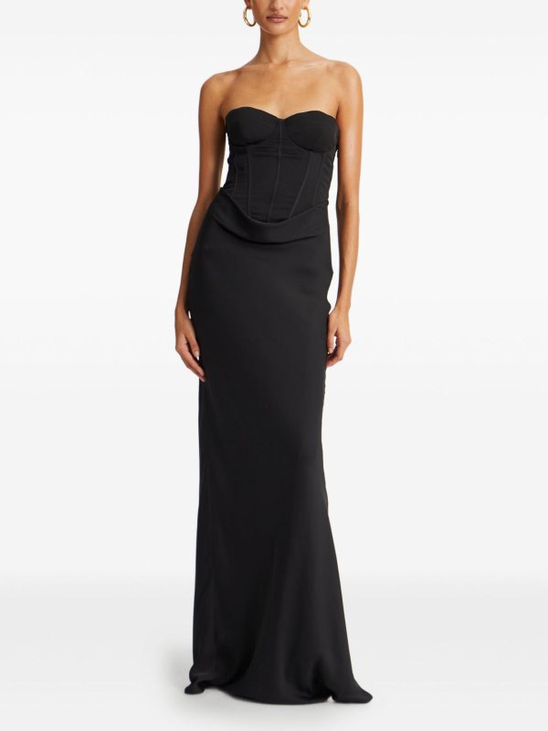 ROTATE Birger Christensen: maxi dresses online - Black Long Dress With Corset