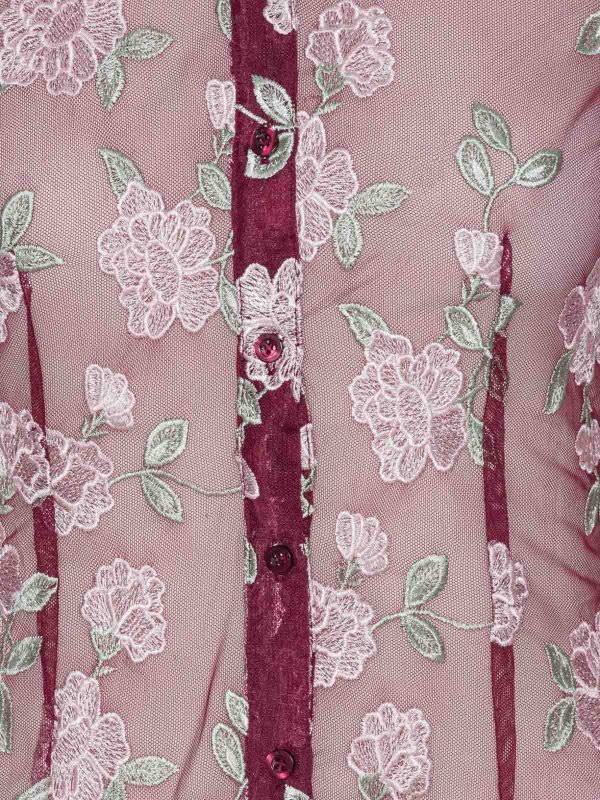 Semi-Sheer Burgundy Shirt shop online: ROTATE Birger Christensen