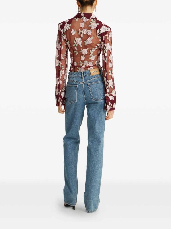 ROTATE Birger Christensen buy online Semi-Sheer Burgundy Shirt