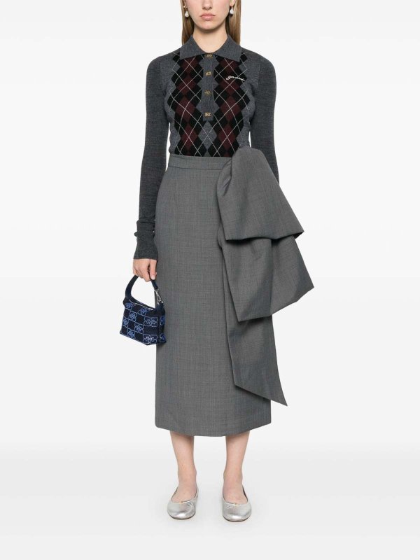 Anthracite Grey Long-Sleeve Polo Shirt shop online: GANNI