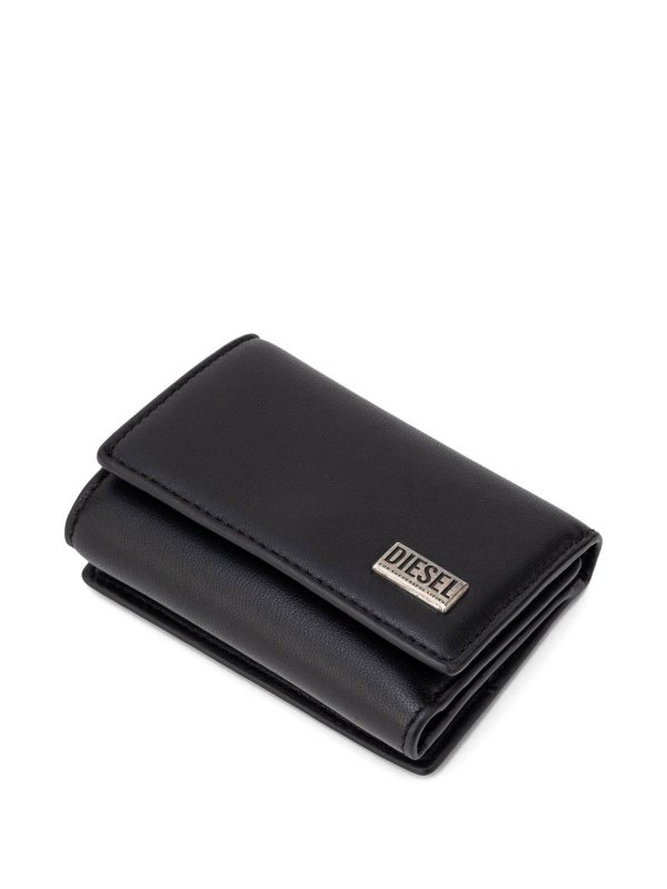 DIESEL buy online Black Leather Compact Wallet With Logo