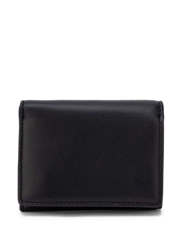 wallets & purses shop online Black Leather Compact Wallet With Logo