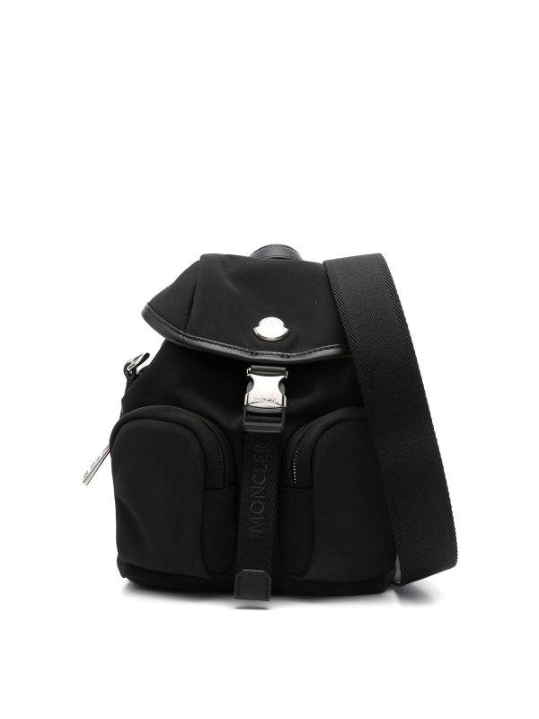 MONCLER: backpacks - Black Backpack With Logo