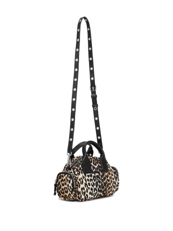 GANNI: cross body bags online - Leopard-Print Tote Bag