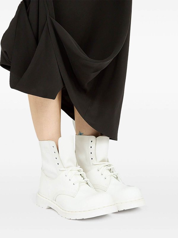 MM6 MAISON MARGIELA: ankle boots online - 1460 Lace-Up Ankle Boots In White Leather