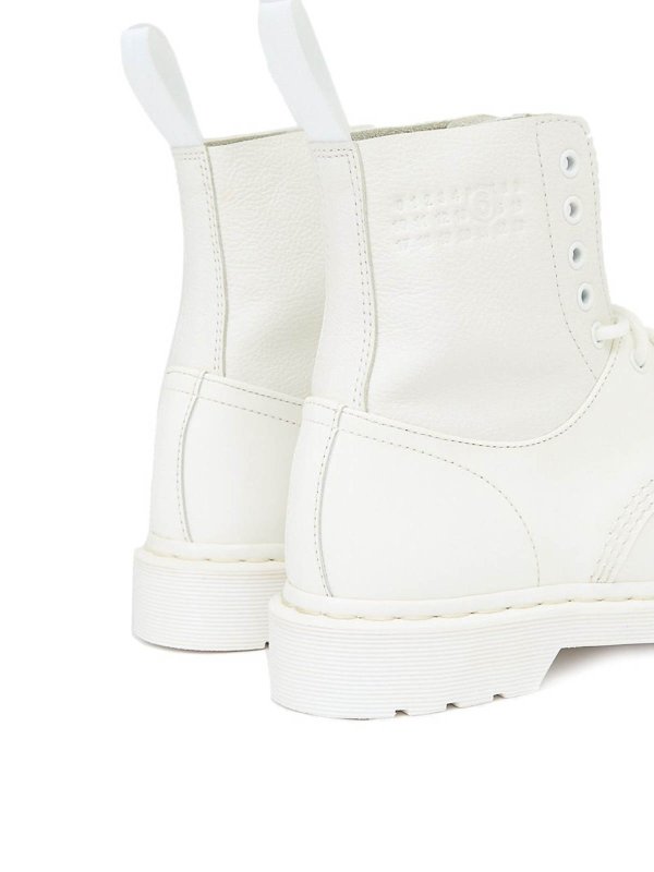 The Best Shops MM6 MAISON MARGIELA: ankle boots - 1460 Lace-Up Ankle Boots In White Leather