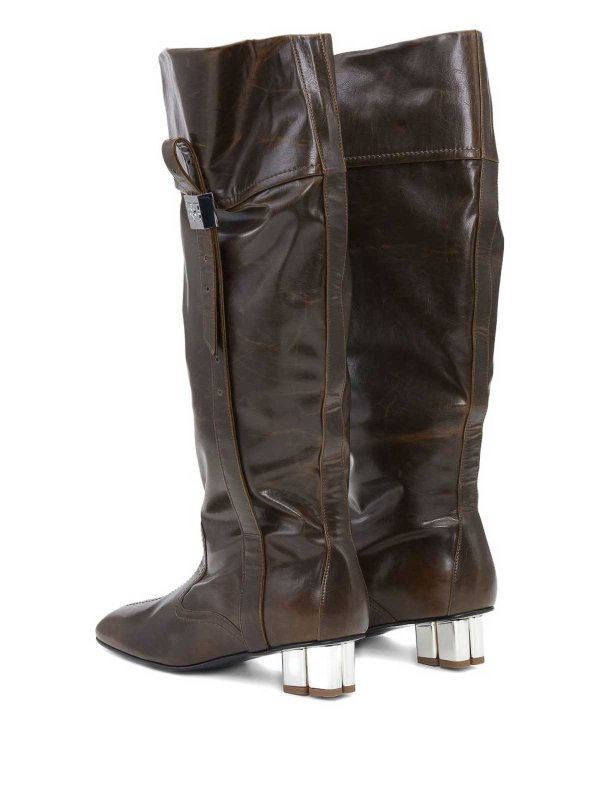 GANNI: boots online - Dark Olive Knee-High Boots